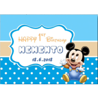 MICKEY MOUSE PERSONALISED FIRST 1ST BIRTHDAY PARTY BANNER BACKDROP BACKGROUND