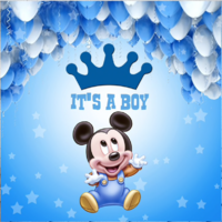 MICKEY MOUSE PERSONALISED BABY SHOWER PARTY BANNER BACKDROP BACKGROUND