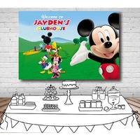 MICKEY MOUSE PERSONALISED BIRTHDAY PARTY SUPPLIES BANNER BACKDROP DECORATION