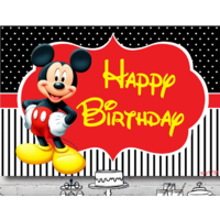 MICKEY MOUSE POLKA DOTS PERSONALISED BIRTHDAY PARTY BANNER BACKDROP BACKGROUND