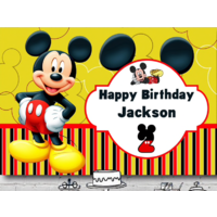 MICKEY MOUSE YELLOW RED PERSONALISED BIRTHDAY PARTY BANNER BACKDROP BACKGROUND