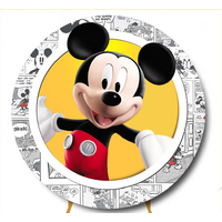 MICKEY MOUSE CARTOON PARTY SUPPLIES ROUND BIRTHDAY PERSONALISED BANNER BACKDROP DECORATION