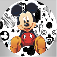 MICKEY MOUSE DRAWING SKETCH STARS PARTY SUPPLIES ROUND BIRTHDAY PERSONALISED BANNER BACKDROP DECORATION