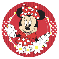 MINNIE MOUSE DAISY RED POLKADOTS BOWS PARTY SUPPLIES ROUND BIRTHDAY PERSONALISED BANNER BACKDROP DECORATION
