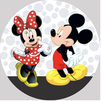 DISNEY MICKEY MINNIE MOUSE POLKADOTS PARTY SUPPLIES ROUND BIRTHDAY PERSONALISED BANNER BACKDROP DECORATION