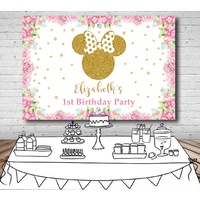 MINNIE MOUSE BIRTHDAY PERSONALISED BIRTHDAY PARTY SUPPLIES BANNER BACKDROP DECORATION