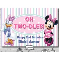 MINNIE MOUSE DAISY DUCK BIRTHDAY PERSONALISED BIRTHDAY PARTY BANNER BACKDROP