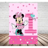 MINNIE MOUSE FIRST 1ST PINK BIRTHDAY PERSONALISED BIRTHDAY PARTY SUPPLIES BANNER BACKDROP DECORATION