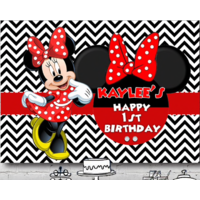 MINNIE MOUSE RED PERSONALISED BIRTHDAY PARTY SUPPLIES BANNER BACKDROP DECORATION
