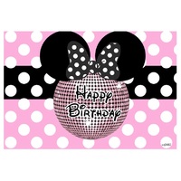 MINNIE MOUSE PINK DISCO BIRTHDAY PERSONALISED BIRTHDAY PARTY BANNER BACKDROP