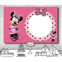 MINNIE MOUSE PINK PHOTO BIRTHDAY PERSONALISED BIRTHDAY PARTY SUPPLIES BANNER BACKDROP DECORATION