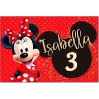 MINNIE MOUSE RED BIRTHDAY PERSONALISED BIRTHDAY PARTY SUPPLIES BANNER BACKDROP DECORATION