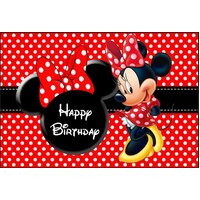 MINNIE MOUSE RED WHITE BIRTHDAY PERSONALISED BIRTHDAY PARTY SUPPLIES BANNER BACKDROP DECORATION