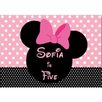 MINNIE MOUSE EARS PERSONALISED BIRTHDAY PARTY SUPPLIES BANNER BACKDROP DECORATION