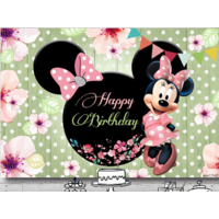 MINNIE MOUSE FLOWERS PERSONALISED BIRTHDAY PARTY SUPPLIES BANNER BACKDROP DECORATION