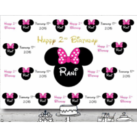 MINNIE MOUSE WHITE PERSONALISED BIRTHDAY PARTY SUPPLIES BANNER BACKDROP DECORATION