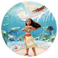 DISNEY MOANA OCEAN ANIMALS BEACH WAVE PARTY SUPPLIES ROUND BIRTHDAY PERSONALISED BANNER BACKDROP DECORATION