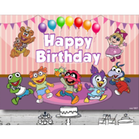 THE MUPPETS BABIES PINK PERSONALISED BIRTHDAY PARTY BANNER BACKDROP BACKGROUND
