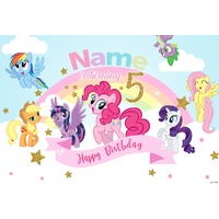 MY LITTLE PONY RAINBOW PERSONALISED BIRTHDAY PARTY SUPPLIES BANNER BACKDROP DECORATION