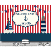 NAUTICAL BOAT ANCHOR PERSONALISED BABY SHOWER PARTY BANNER BACKDROP BACKGROUND