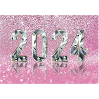 HAPPY NEW YEAR PINK SILVER PERSONALISED PARTY SUPPLIES BANNER BACKDROP DECORATION