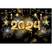 HAPPY NEW YEAR BLACK GOLD PERSONALISED PARTY BANNER BACKDROP BACKGROUND