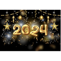 HAPPY NEW YEAR BLACK GOLD PERSONALISED PARTY SUPPLIES BANNER BACKDROP DECORATION