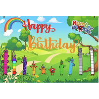NUMBER BLOCKS PARK RAINBOW STARS TREES PERSONALISED BIRTHDAY PARTY SUPPLIES BANNER BACKDROP DECORATION