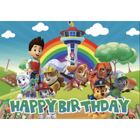 PAW PATROL RAINBOW SKYW EVEREST MARSHALL RYDER PERSONALISED BIRTHDAY PARTY SUPPLIES BANNER BACKDROP DECORATION