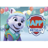 PAW PATROL EVEREST BALLOONS SNOW FIELD PERSONALISED BIRTHDAY PARTY SUPPLIES BANNER BACKDROP DECORATION