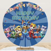 PAW PATROL RUBBLE ROCKY ZUMA EVEREST MARSHALL SKYE DOGS PARTY SUPPLIES ROUND BIRTHDAY PERSONALISED BANNER BACKDROP DECORATION