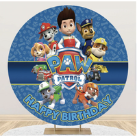 PAW PATROL DOGS PARTY SUPPLIES RYDER ZUMA ROCKY SKYE RUBBLE PARTY SUPPLIES ROUND BIRTHDAY PERSONALISED BANNER BACKDROP DECORATION