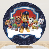 PAW PATROL SKYE EVEREST MARSHALL PAW PRINT PARTY SUPPLIES ROUND BIRTHDAY PERSONALISED BANNER BACKDROP DECORATION