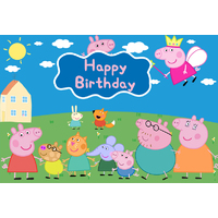 PEPPA PIG CHARACTERS PERSONALISED BIRTHDAY PARTY BANNER BACKDROP BACKGROUND