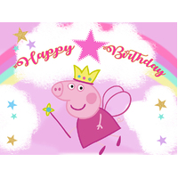 PEPPA PIG FAIRY RAINBOW PERSONALISED BIRTHDAY PARTY BANNER BACKDROP BACKGROUND