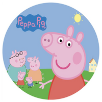 PEPPA PIG GEORGE DADDY MUMMY FAMILY KIDS PARTY SUPPLIES ROUND BIRTHDAY PERSONALISED BANNER BACKDROP DECORATION