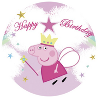 PEPPA PIG FAIRY WAND STARS RAINBOW PARTY SUPPLIES ROUND BIRTHDAY PERSONALISED BANNER BACKDROP DECORATION