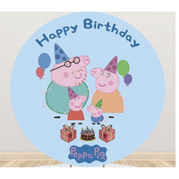 PEPPA PIG FAMILY PRESENTS CAKE CANDLES BALLOONS PARTY SUPPLIES ROUND BIRTHDAY PERSONALISED BANNER BACKDROP DECORATION