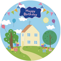PEPPA PIG FAMILY HOME PARTY BALLOONS SUPPLIES ROUND BIRTHDAY PERSONALISED BANNER BACKDROP DECORATION