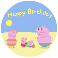 PEPPA PIG BEACH HOLIDAY FUN OCEAN PARTY SUPPLIES ROUND BIRTHDAY PERSONALISED BANNER BACKDROP DECORATION