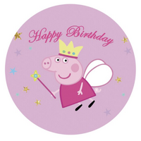 PEPPA PIG FAIRY GLITTER STARS WANDS PINK PARTY SUPPLIES ROUND BIRTHDAY PERSONALISED BANNER BACKDROP DECORATION
