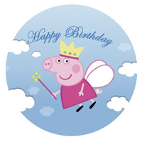 PEPPA PIG SKY FLYING CLOUDS FAIRY PARTY SUPPLIES ROUND BIRTHDAY PERSONALISED BANNER BACKDROP DECORATION
