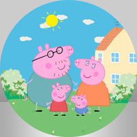 PEPPA FAMILY ROUND BIRTHDAY PARTY SUPPLIES PERSONALISED BANNER BACKDROP DECORATION
