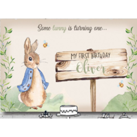 PETER RABBIT LITTLE BUNNY PERSONALISED BIRTHDAY PARTY SUPPLIES BANNER BACKDROP DECORATION