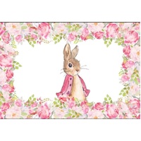 PETER RABBIT PINK PERSONALISED BAPTISM BIRTHDAY PARTY SUPPLIES BANNER BACKDROP DECORATION