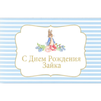 PETER RABBIT STRIPE PERSONALISED BAPTISM BIRTHDAY PARTY BANNER BACKDROP BACKGROUND
