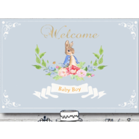 PETER RABBIT BLUE PERSONALISED BAPTISM BIRTHDAY PARTY BANNER BACKDROP BACKGROUND