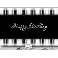 PIANO MUSIC BLACK WHITE PERSONALISED BIRTHDAY PARTY SUPPLIES BANNER BACKDROP DECORATION