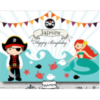 PIRATE MERMAID SEA PERSONALISED PARTY SUPPLIES BANNER BACKDROP DECORATION