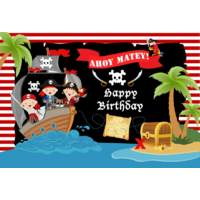 PIRATE TREASURE ISLAND PERSONALISED PARTY BANNER BACKDROP BACKGROUND